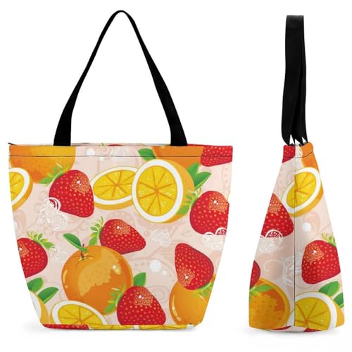 Sac à main Orange Fraise grand format cabas 28.5x18x32.5cm