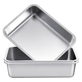 2 Pack Stainless Steel Commercial Bus Tubs Food Grade Meat Processing Tubs Lug Wash Basin Tote Box for Dishwashing, Kitchen, Restaurant, Utility (13 L)