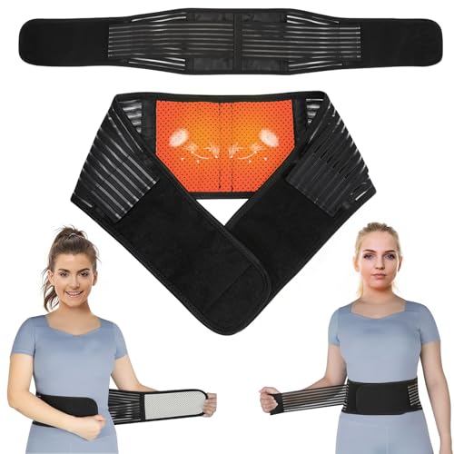 KkaFFe Back Support with Magnet, Tourmaline Magnetic Back Braces for Lower Back Pain Relief, Self Heating & Soothing Waist Band, Lumbar Support Belt for Herniated Disc/Sciatica (Large)