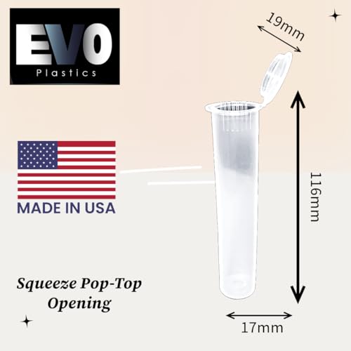 EVO Plastics 116mm Clear Tubes- Pop Top Vials - 500 Count - Image 3