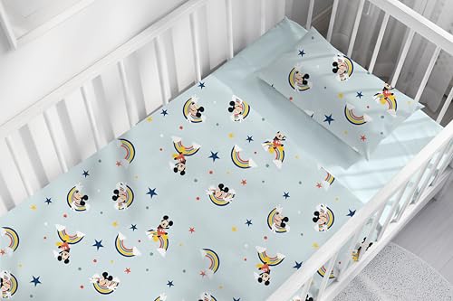 Parure de lit bébé Disney Mickey avec drap de dessus en coton - 4