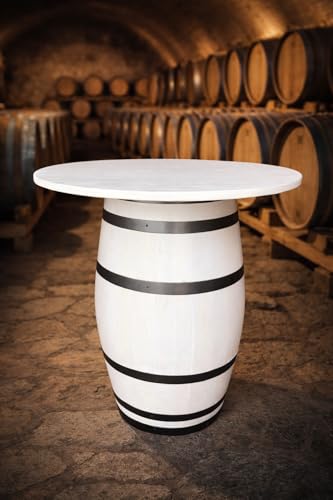 Agorà Botti Mesa de 100 cm pintada en blanco con círculos antracita