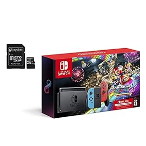 Nintendo Switch Mario Kart 8 Deluxe Accessories Bundle with Neon Blue & Neon Red Joy-Con & 32GB SD Card