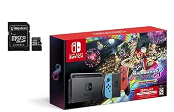Nintendo Switch Mario Kart 8 Deluxe Accessories Bundle with Neon Blue & Neon Red Joy-Con & 32GB SD Card