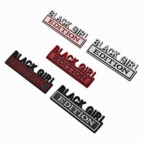 Image of 2Pc Black Girl Edition Emblem 3D Fender Badge Car Truck Decal Fit for Car Truck SUV (Black White)
