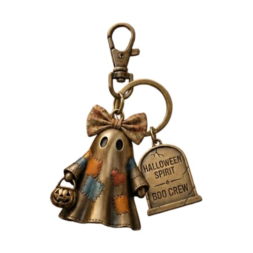 4 Inch Cute Patchwork Ghost Figure Keychain for Halloween Party Decors - image 1