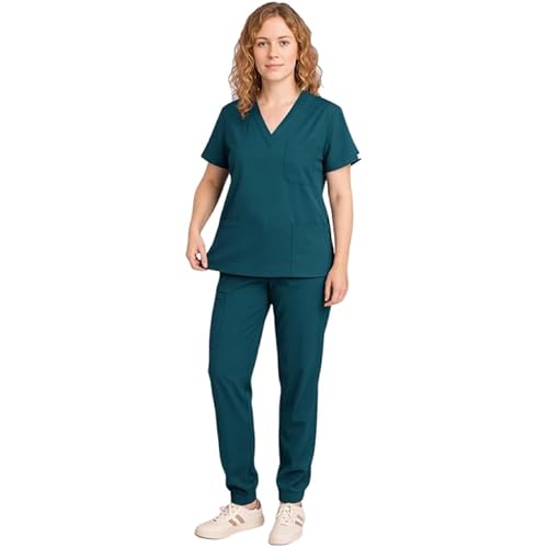 Scrubs for Women Set Scrub Sets for Woman,V-Neck Top & Jogger Pants - 8 Pockets,Medical Workwear for Nurses