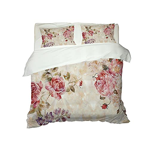 Drfqsk Duvet Cover Queen Size 3D Red Peony Flower Bedding Comforters & Sets Queen Queen Bedspreads Lightweight Bed Set Queen Cover With 2 Pillow Shams, Soft Breathable Durabl, Queen,90×90In #TOP1
