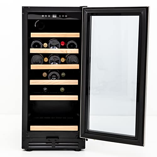 Avanti Wine Cooler Beverage Refrigerator, 30-Bottle Capacity with Wooden Roll-Out Vinyl Coated Shelves and Double-Paned Glass Door, LED Display, 15-Inch, Stainless Steel on Fridge.com