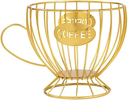 Coffee Pod Holder,Mug Shape K Cup Holder Basket,Multi Purpose Iron Art Coffee Pod Storage Organizer for Counter Coffee Bar