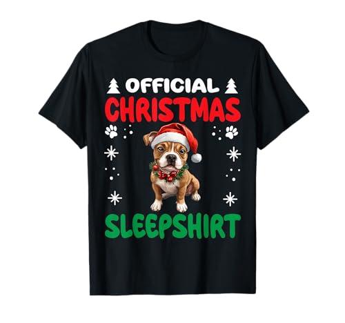 Pijama de Navidad oficial de Staffordshire Bull Terrier para perro Camiseta
