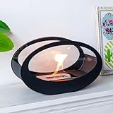 JHY DESIGN 40cm L Tisch-Kamin Feuerschale Tischlampe Windlichter aus Metall und Glas