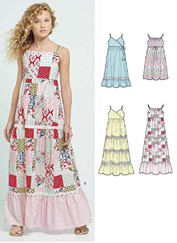 New Look Patterns Girls' Dresses with Trim, Bodice and Lace Variations A (8-10-12-14-16)