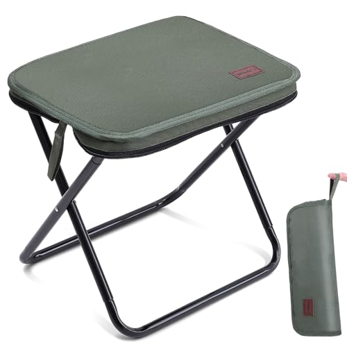 MOONCY Camping Stool, 33×26.5×32cm Folding Stools for Adults, Lightweight Mini Collapsible Stool for Hiking, Fishing and Picnic, Hold Up to 120kg, Green