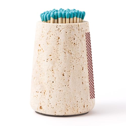 WORHE Travertine Match Holder with Striker & Extra Striker Pad