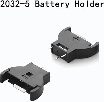 CR2032 Battery Holder, Coin Cell Button Socket Holder Case, CR2032 Coin Cell Button Battery Holder with 3 Pin Solder Mounting Lead