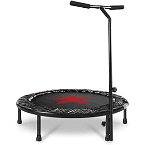 NOALED Outdoor Indoor Trampolines Black Mini Exercise for Adults – Fitness Rebounder with Adjustable Handle Bar – Spring Cover and Foldable design – Max Load 400 lbs
