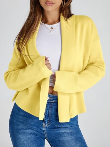Image of Saodimallsu Womens Cropped Cardigan Open Front Shawl 2026 Fall Trendy Long Sleeve Sweater Jacket