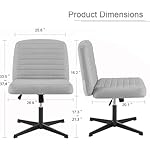 VECELO Armless Criss Cross Chair Legged No Wheels, Swivel Height Adjustable Fabric Wide Seat for Make Up/Bedroom/Small Space - Image 3