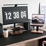 Fydeamer Wooden Monitor Stand with Storage Drawer, Height Adjustable Desk Stand for Laptop, PC Monitor & Desktop Computers (Walnut) - Image 2