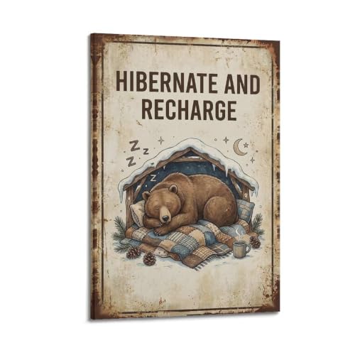 Poster ours d'hiver impression artistique vintage haut de gamme 40,6x61 cm
