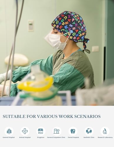 Image of Scrub Caps for Men and Women with Buttons, Classic Surgical Caps | Double-Sided Printed, Adjustable,Long Hours, Sweatbands, Fabric Help Reduce Static Buildup