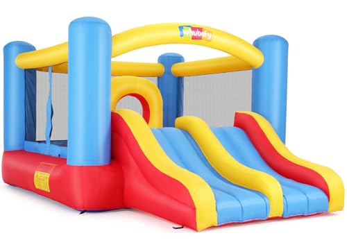 Whubefy 12.6x9 ft Bounce House for Kids 3-8 with Blower, Toddler Kids Large Inflatable Bounce House with Double Slide, Central Obstacle, Durable Bouncer for Backyard Indoor Outdoor Jump Bouncy Castle