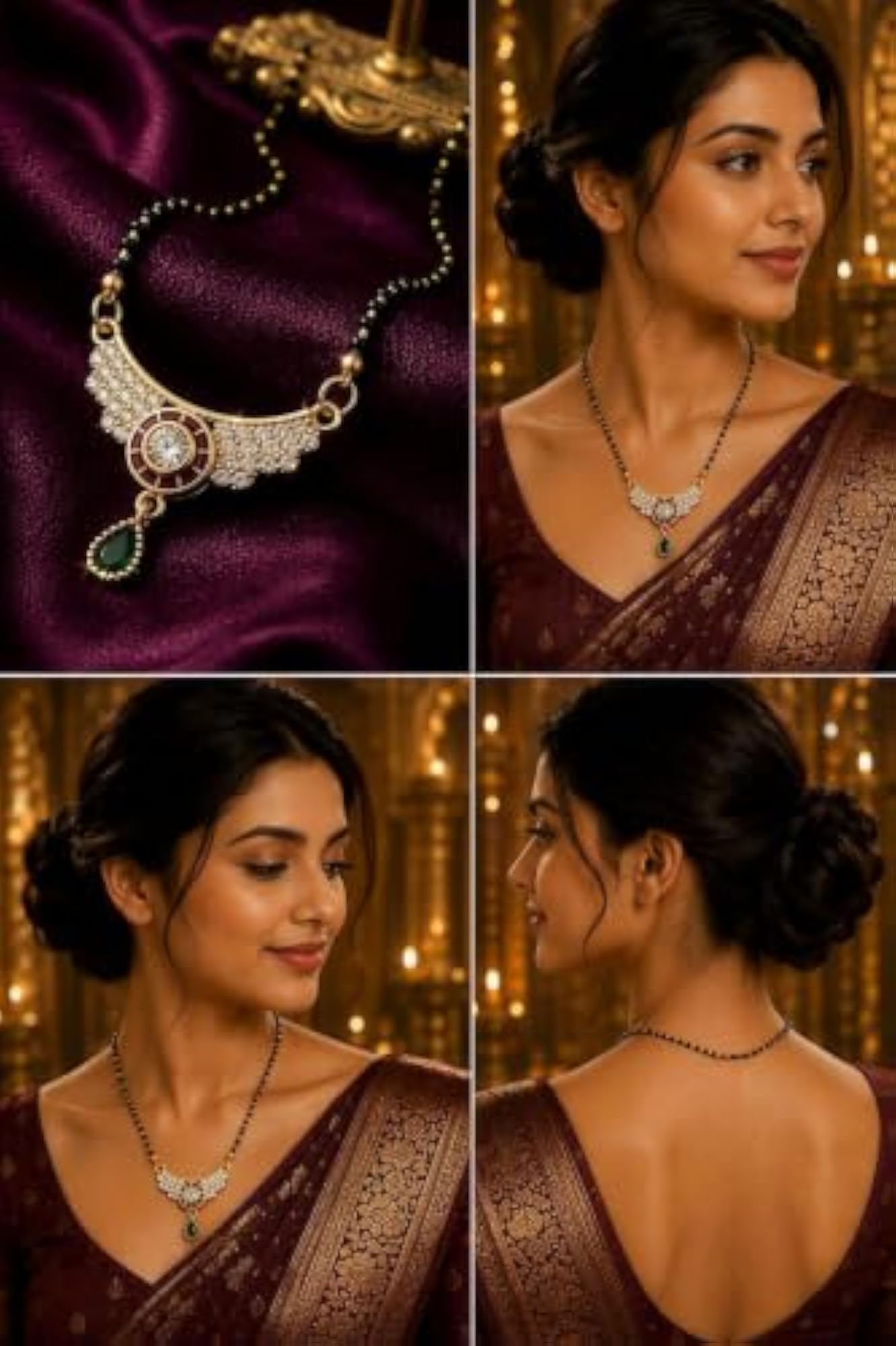 Women's Premium Elegant American Diamond Studded Mangalsutra Combo Set