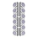 United Pacific 37344 Air Cleaner Light Bar, Rear, Stainless Steel, with Bracket, Clearance/Marker Light, Red LED, Clear Lens, with Chrome Bezels, 9 LED Per Light, for Peterbilt Trucks