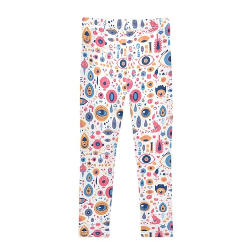 KLL Abstract Evil Eye White Toddler Girl Cotton Pants Stretchy High Waisted Leg Yoga Pants Gym2