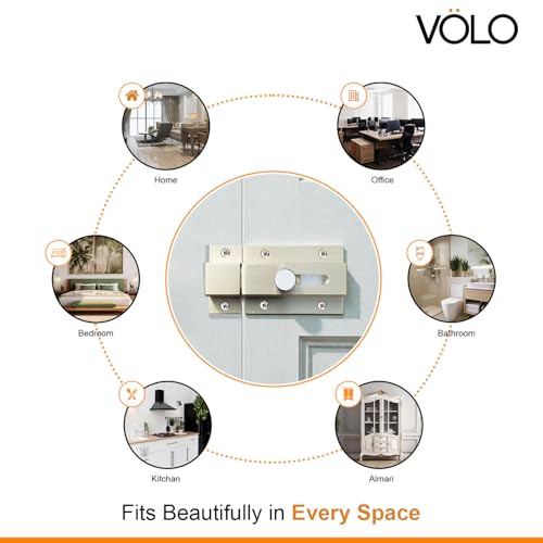 Image of VOLO Heavy Duty Door Lock Baby Latch for Home & Office Doors | Door Latch /Chitkani | Aluminum Ingot Build | Waterproof & Rust Resistant | 1 Year Warranty |1 Piece with Screws (Silver, 4 Inch)