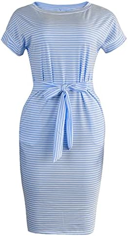 Vedolay Women's Summer Striped Short Sleeve T Shirt Dress Casual Tie Waist with Pockets Sundress Dresses 2 Vedolay Women's Summer Striped Short Sleeve T Shirt Dress Casual Tie Waist with Pockets Sundress Dresses