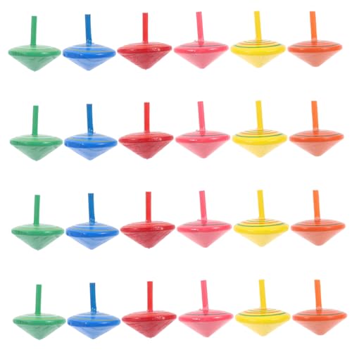Hohopeti 25Pcs Wooden Spinning Top Decompression Educational for Stimulates Creativity and Hand Eye Coordination for Boys