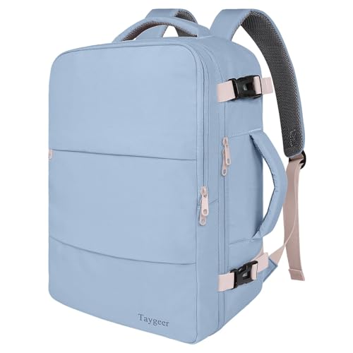 Image of Taygeer Laptop Backpack for Women, Cute Daypack for College Travel | TSA Approved Carry On Bag with 17.3 inch Laptop Compartment, Business Work Backpack for Travel Essentials, Powder Purple