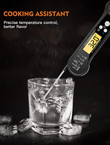 Joyhill Digital Meat Thermometer For Cooking, Instant Read Meat Thermometer With Foldable Probe, Backlight, Calibration, Magnet, Waterproof Probe Food Thermometer For Bbq, Grill, Deep Frying, Kitchen #TOP3