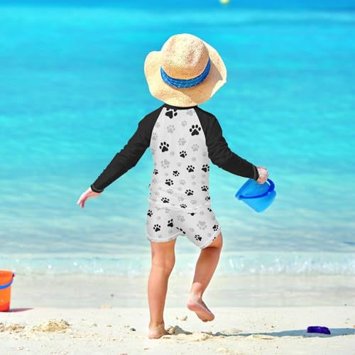 Boys Rash Guard Set Dog Paw Piece UP50+ Swim Set for Boys 3T-10T3