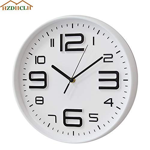Image of HZDHCLH Wall Clock 12 Inch Silent Non Ticking Clock for Living Room Bedroom Kitchen Office (Model D)
