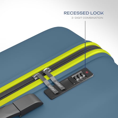 Image of Safari Pentagon Neo 8 Wheels Carry on Cabin Trolley Bag, Hard Case Polypropylene with 360 Degree Wheeling Luggage for Men & Women, Suitcase for Travel, Ink Blue, 55cm, Small