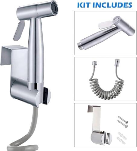 Image of Stainless Steel Heavy Duty Health Faucet, Bidet, 1pc Gun Only, Brushed Finish (Health Faucet - Sprayer, Telephonic Hose, Holder)