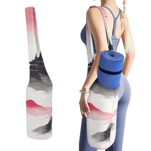 Sac tapis de yoga grande capacité à motif cerises Fuji avec sangle