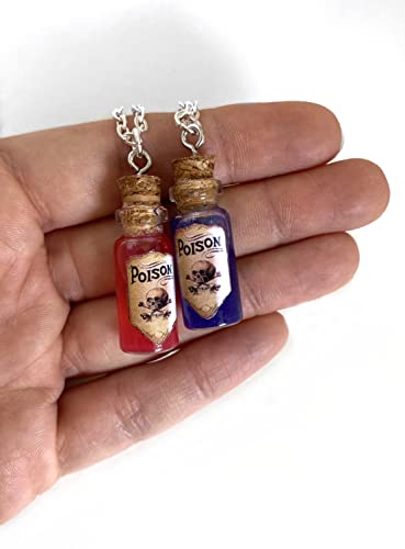 1 Poison Mini Bottle Necklace With Real Moving Liquid Inside - You Pick The Color - Charm Sleep Forever Magic Potion #TOP4