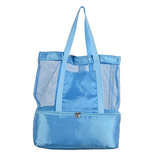 MICHAELA BLAKE Picknick-Tasche Strandtasche Netztasche mit Kühlschrank Kühlfach Reißverschluss Aufbewahrungstasche für den Sommer Travel Blue Cover