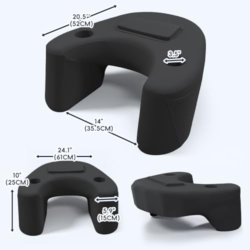 PITCTCHIC Reading Pillow with Armrests, Large Gaming Pillow for Adult, Memory Foam Desk Pillow with Cup Holder & Side Pockets, Laptop Lap Desk for Working, Gaming, Reading on Couch Bed Floor (Black) - Image 3
