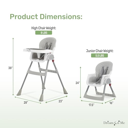 dream on me portable 2-in-1 tabletalk high chair convertible compact high chair light weight portable highchair grey