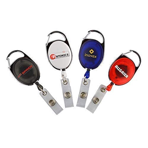 Porte-badge avec enrouleur premium bleu transparent pour skipass de haute qualité