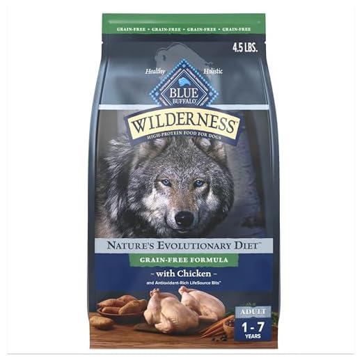 Blue Buffalo Wilderness Adult High-Protein Dry Dog Food with Real Chicken, Grain-Free, Made in the USA with Natural Ingredients, Chicken, 4.5-lb Bag
