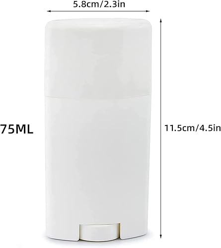 Miniatura 2 de Paquete de 10 recipientes de desodorante vacíos blancos de 2.5 onzas, tubos ovalados de bálsamo labial de plástico, tubos ovalados para
