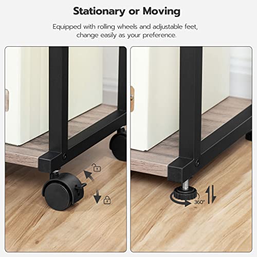 Hoobro Mobile Printer Stand, 3-Tier Printer Cart Under Desk With Storage, Industrial Adjustable Rolling Cart, Sturdy Little Table On Wheels For Home Office Bg28Ps01 #TOP5