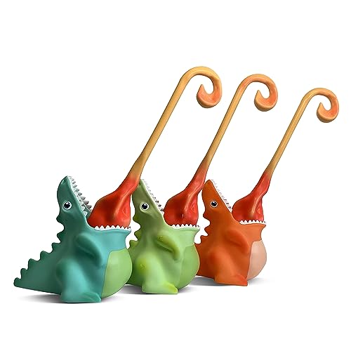 Image of Creative Dinosaur Toilet Brush, Toilet Bowl Brush and Holder, Flexible Toilet Bowl Brush Head, Bathroom DinosaurToilet Bowl Brush for Deeply Cleaning,Cute Bathroom Accessories (Green)