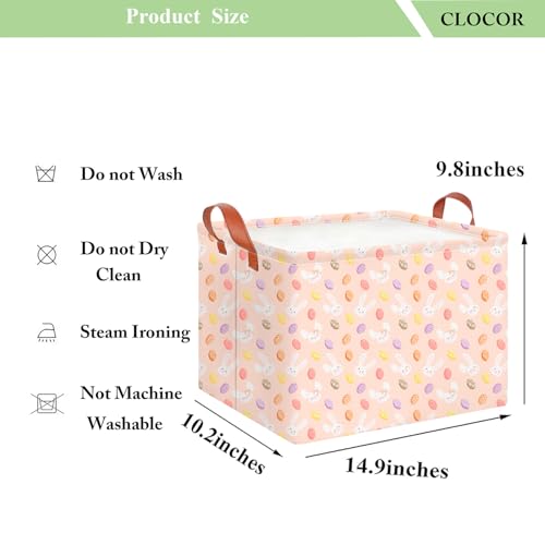 Image of CLOCOR Rectangular Easter Bunny Basket - Easter Egg Storage Bin, Gift Basket, Toy Organizer & Room Decor